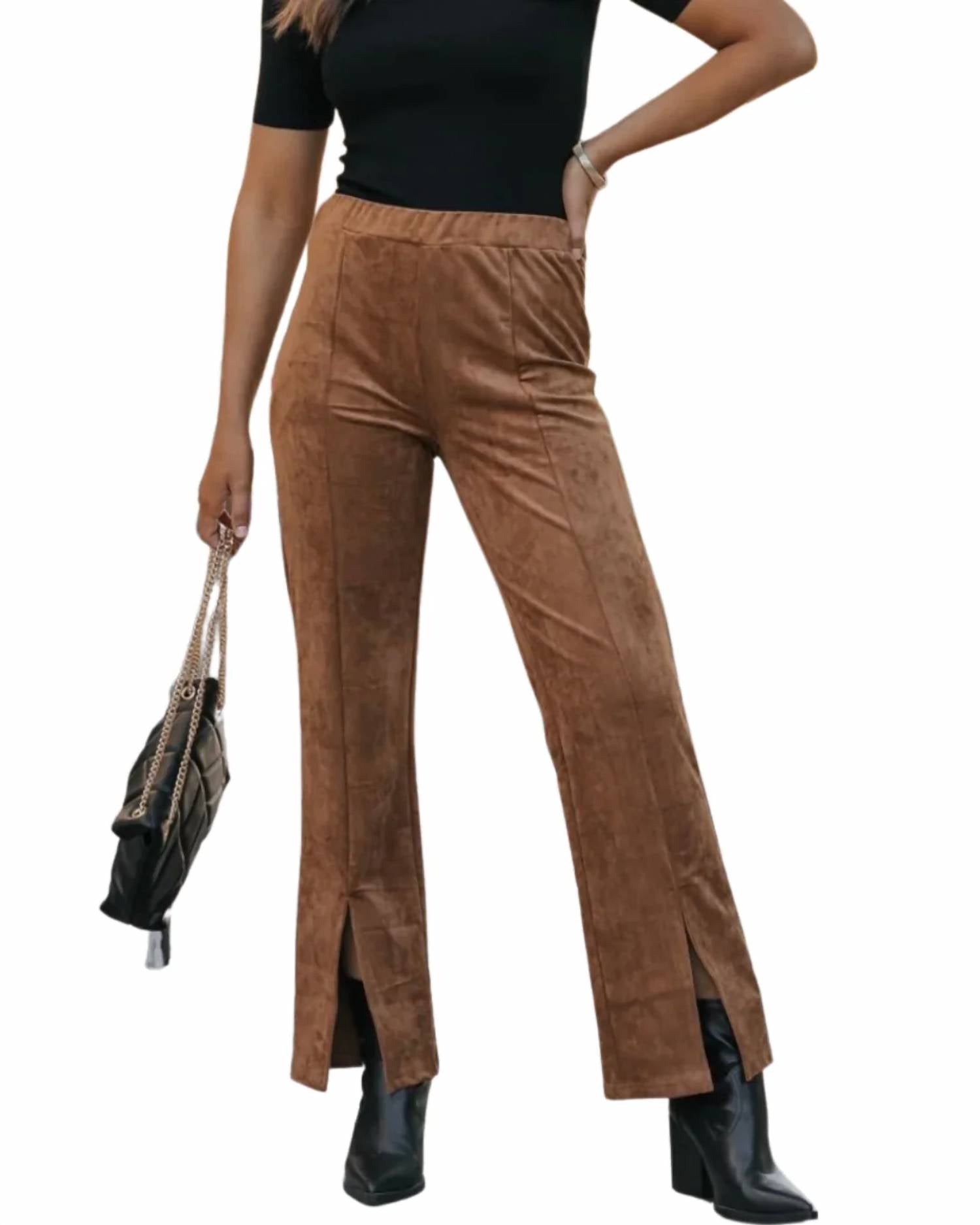 Wishlist - Front Slit Suede Pants