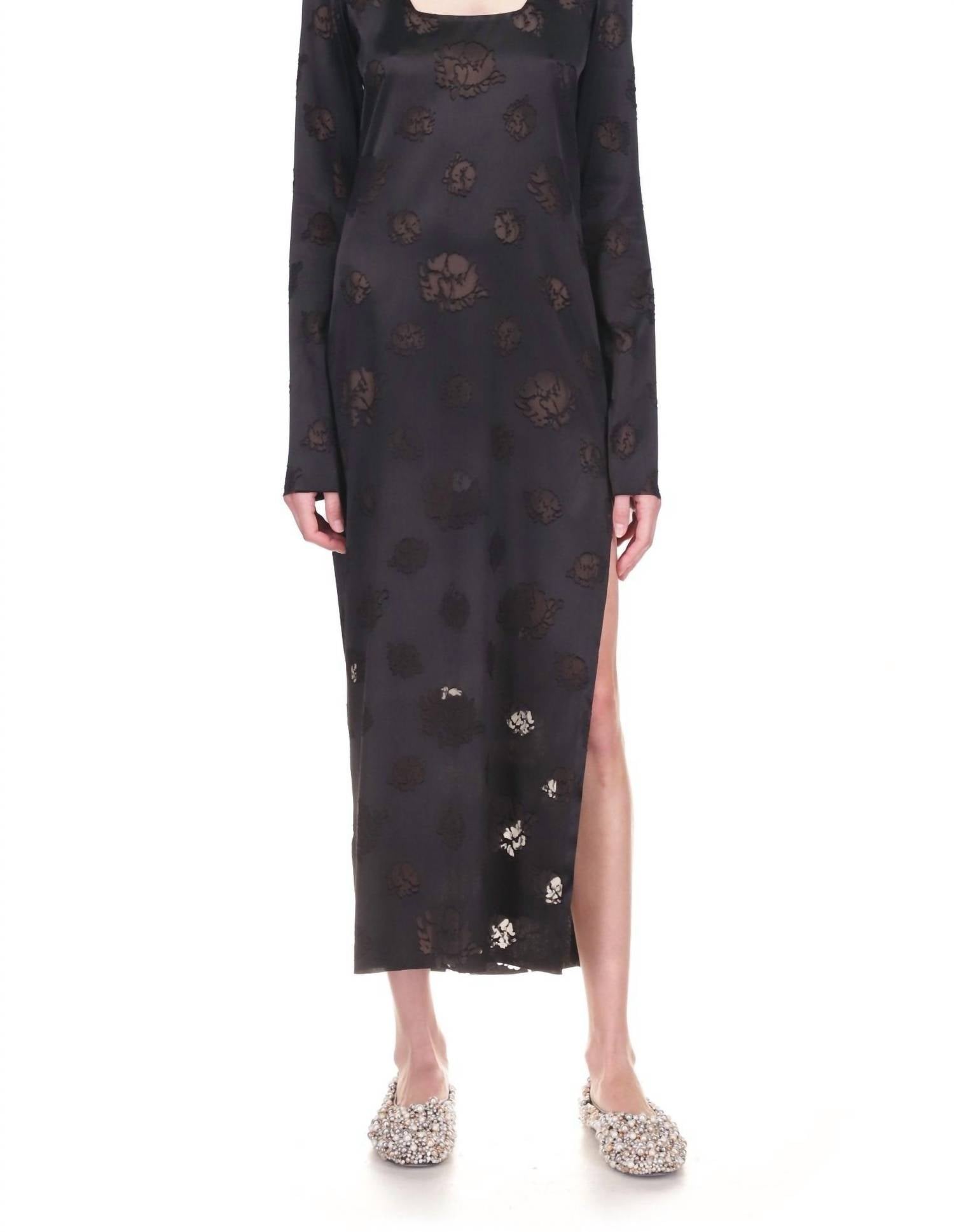 Marina Moscone - Long Sleeve Floral Sheath Dress
