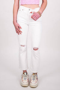 Daze - Shy Girl Ripped Knee Crop Flare Jeans