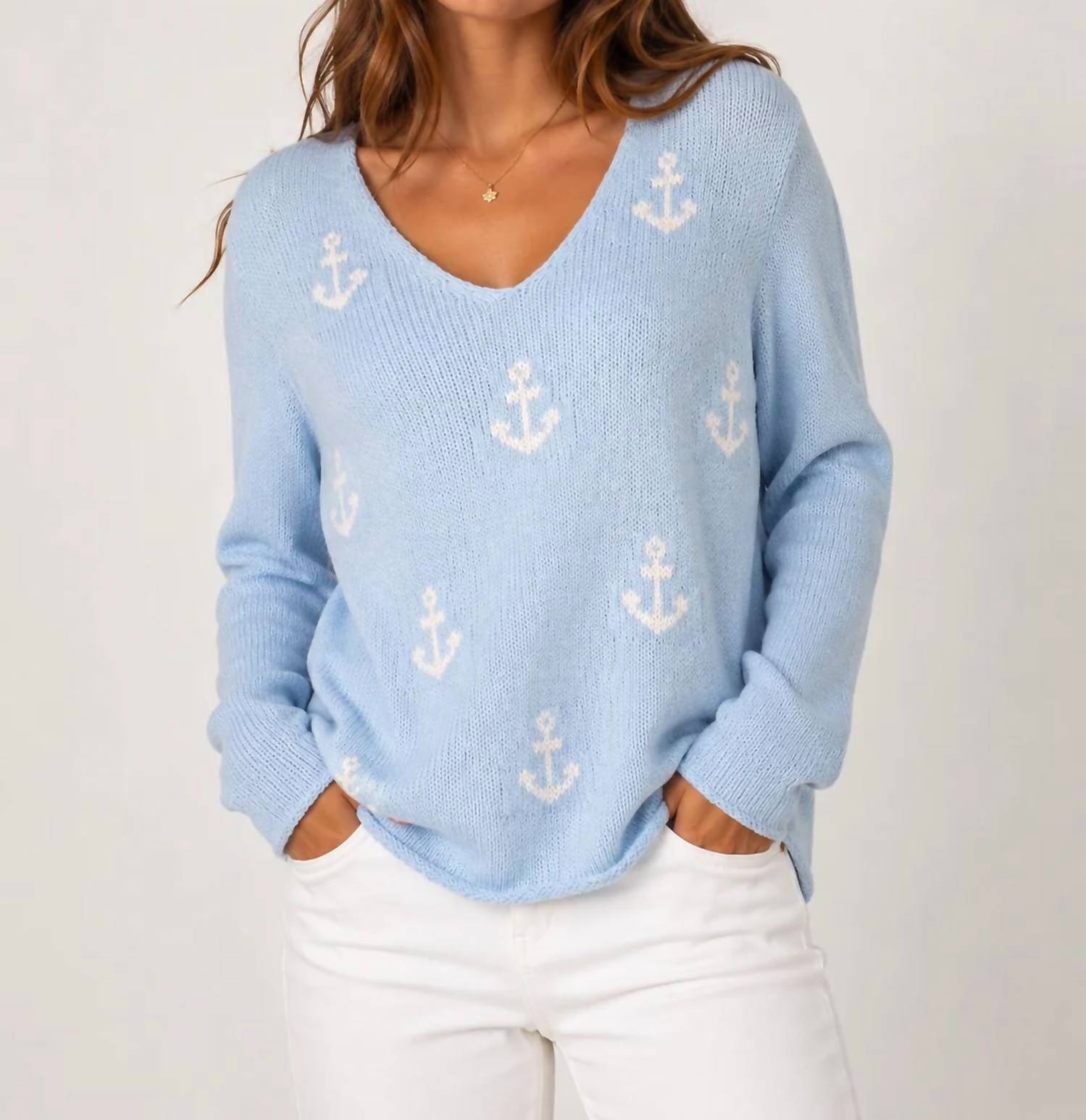 Miracle - Women's Anchor V Neck Sweater