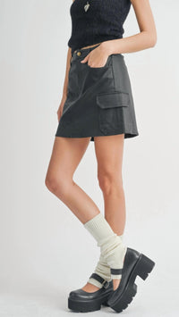 Sadie & Sage - Coated Mini Cargo Skirt