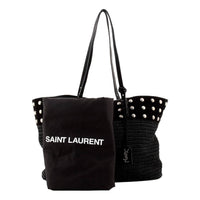 Saint Laurent - Women's Boucle Studded Raffia And Suede Shopping Tote Bag