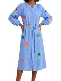 Vilagallo - Tropical Embroidery Midi Dress