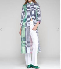 Vilagallo Antonella Raya Marino Verde Rosa Dress in lime green navy hot pink - women's dress