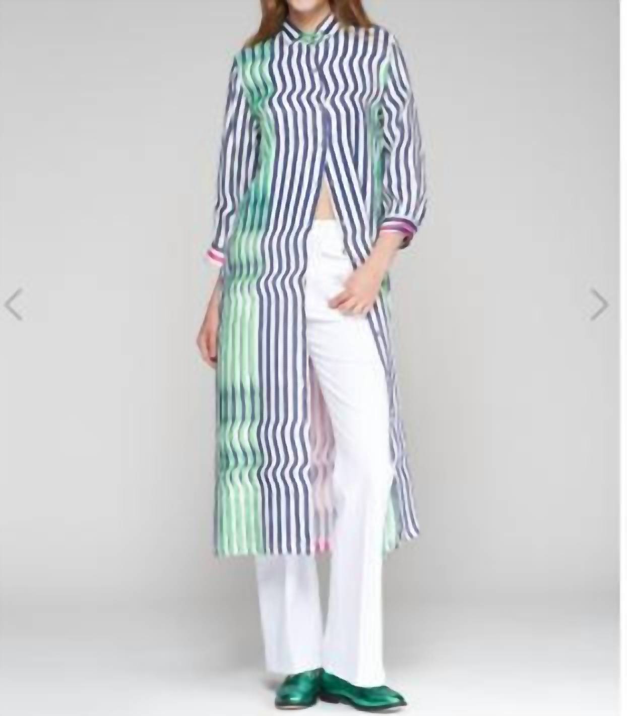Vilagallo Antonella Raya Marino Verde Rosa Dress in lime green navy hot pink - women's dress