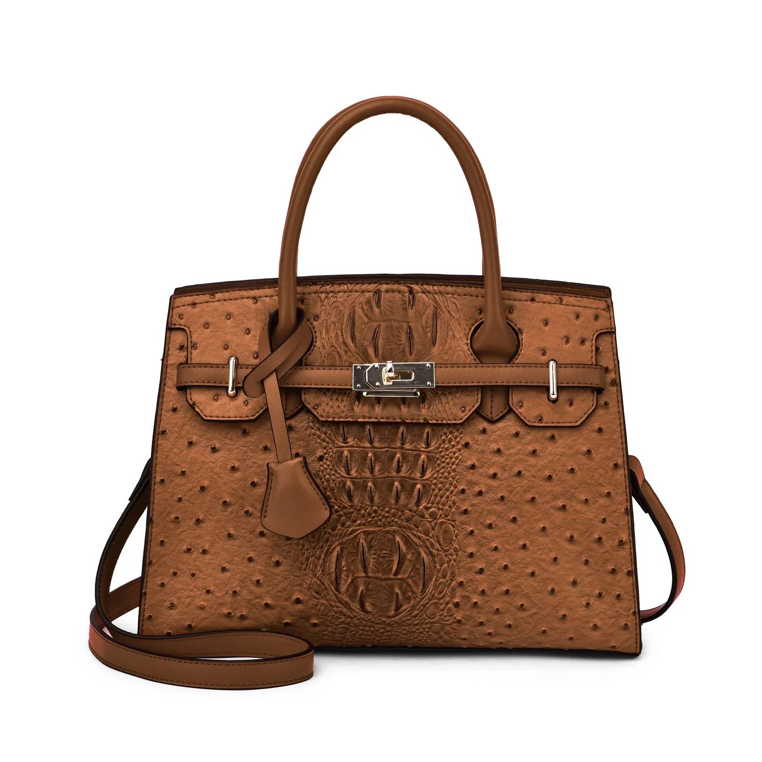 Mellow World - Women's Ostrich Embossed Satchel Bag