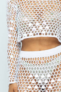 Hera Collection - Shine Bright Fishnet Crochet Top And Skirt Set