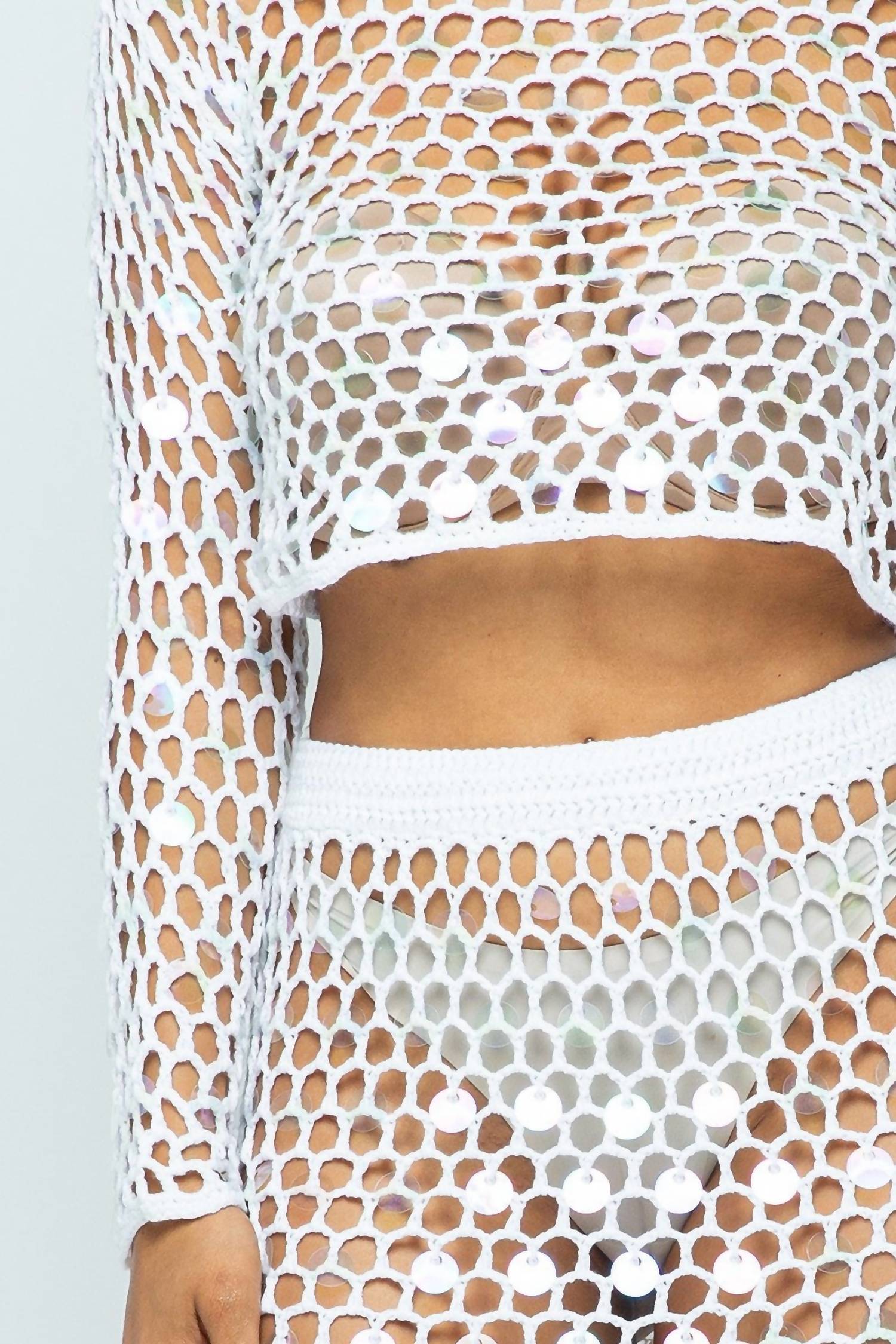 Hera Collection - Shine Bright Fishnet Crochet Top And Skirt Set