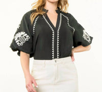Thml - Embroidered Puff Sleeve Top