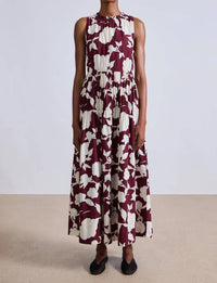 APIECE APART Arte Tank Maxi Dress in paz floral fig - women's dress - alternate view