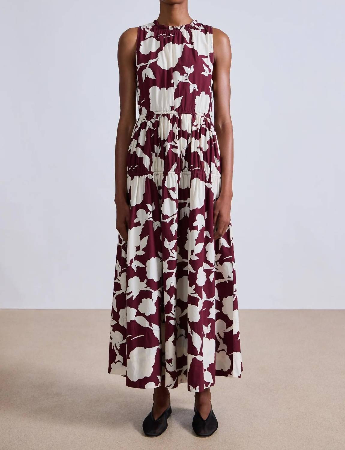 APIECE APART Arte Tank Maxi Dress in paz floral fig - women's dress - alternate view