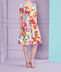 Talbot Runhof - Painter Blossoms Piqué Day Dress
