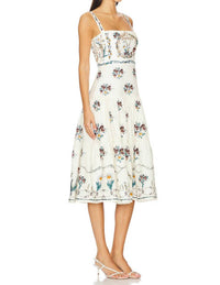 Agua By Agua Bendita - Lima Embroidered Linen Midi Dress