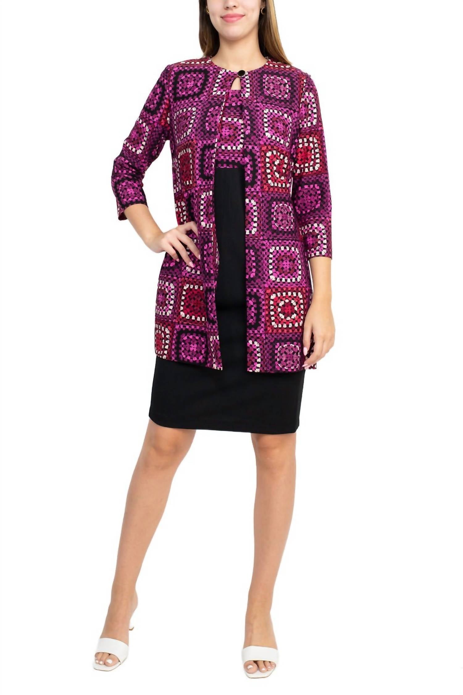 Danny & Nicole - Scoop Neck Sleeveless Crepe Dress With Matching Jacket Set