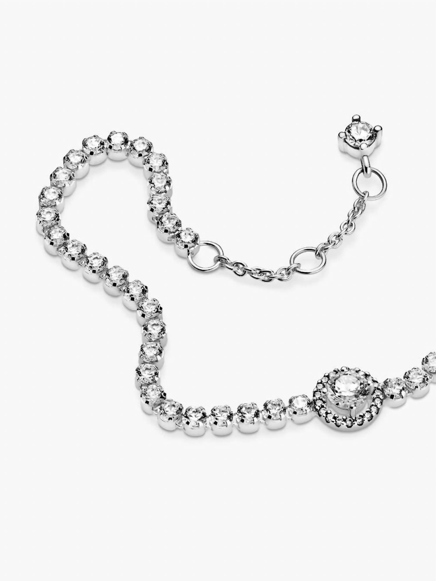 Pandora Sparkling Halo Small Tennis Bracelet in silver - women's jewelry - view 5