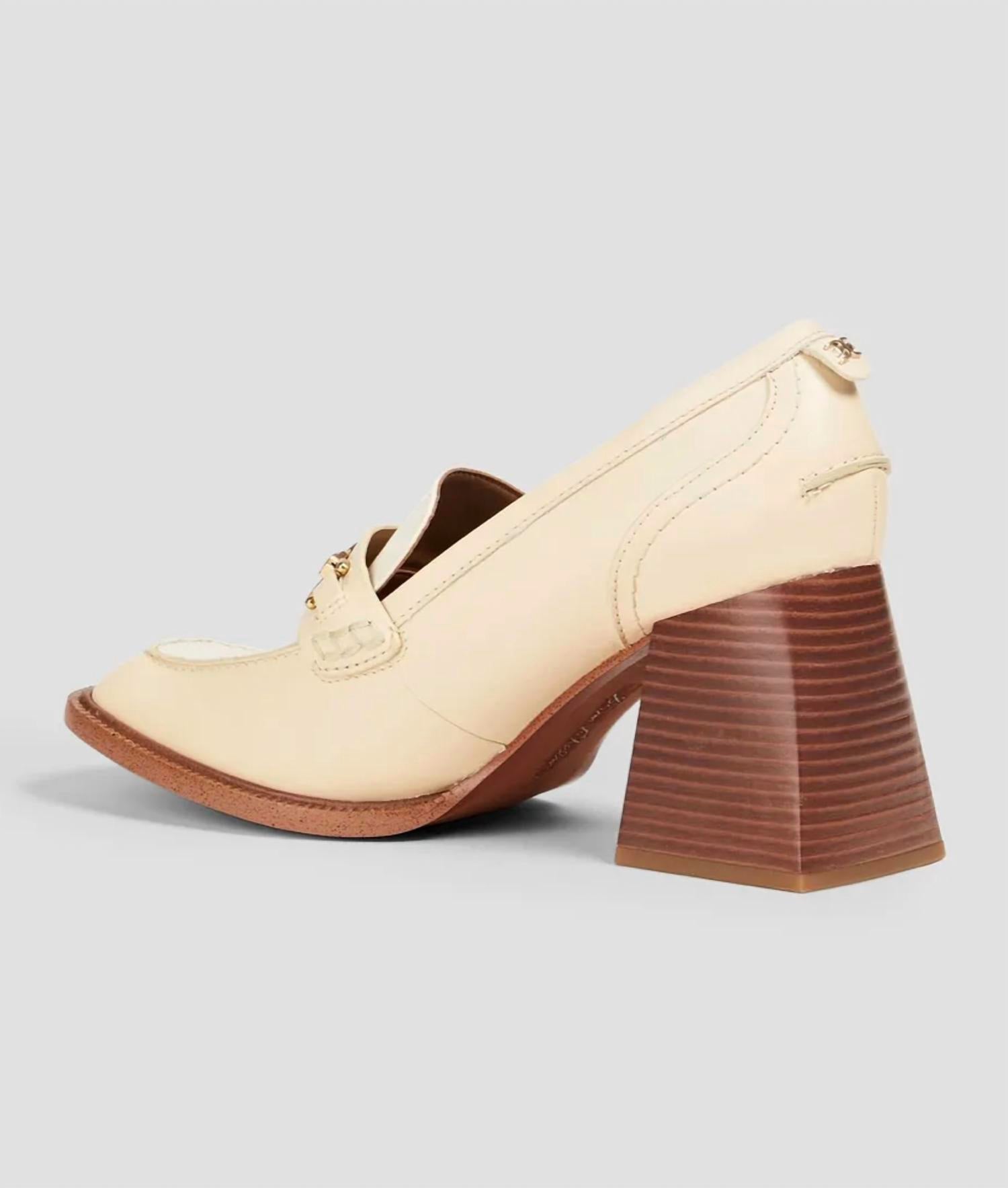Sam Edelman Women's Quincy Heeled Loafer in ivory leather - women's flats - alternate view