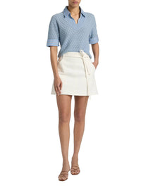 TANYA TAYLOR Esme Pointelle Knit Top in powder blue - women's t-shirt - alternate view