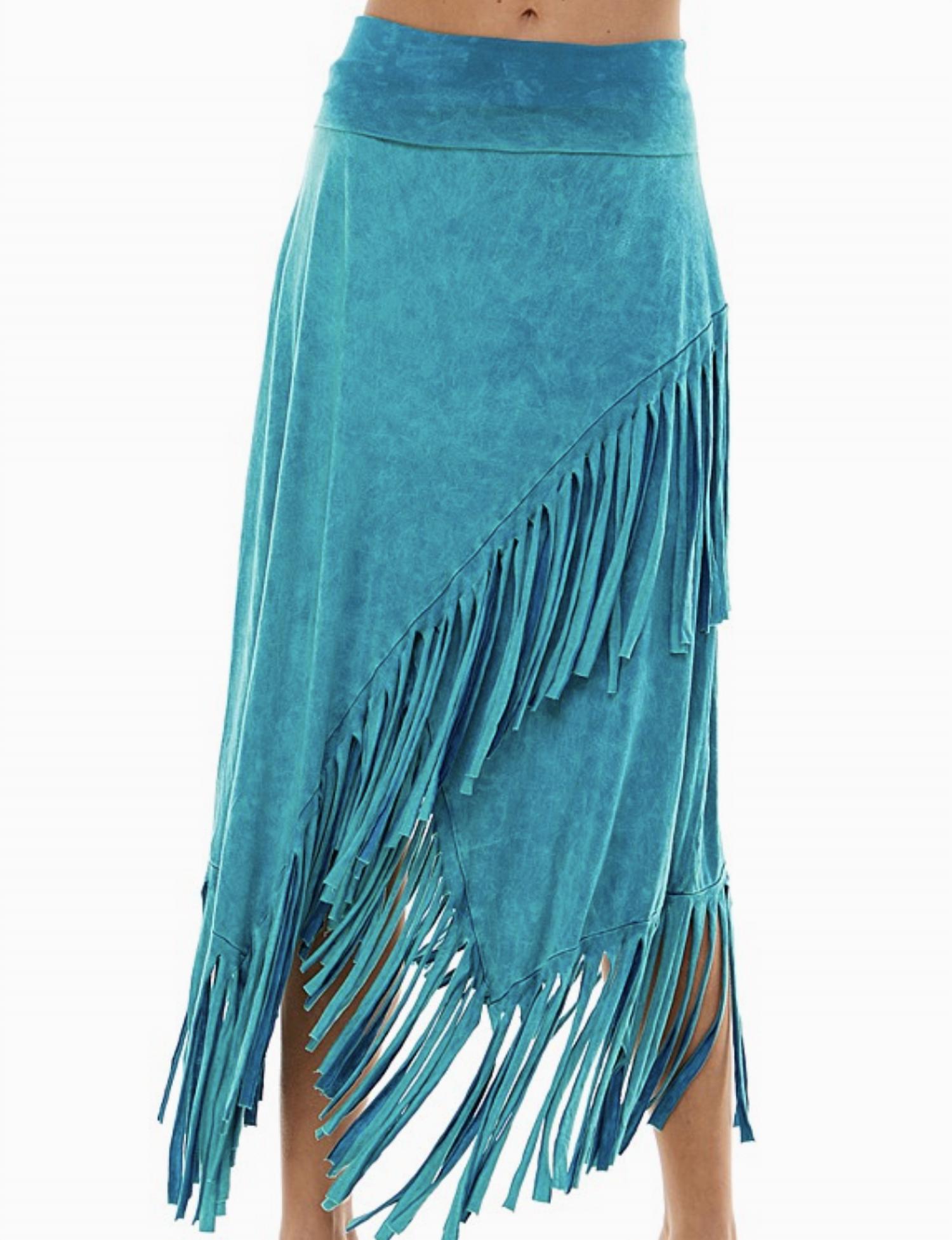 T-Party - Women's High Low Diagonal Fringe Skirt