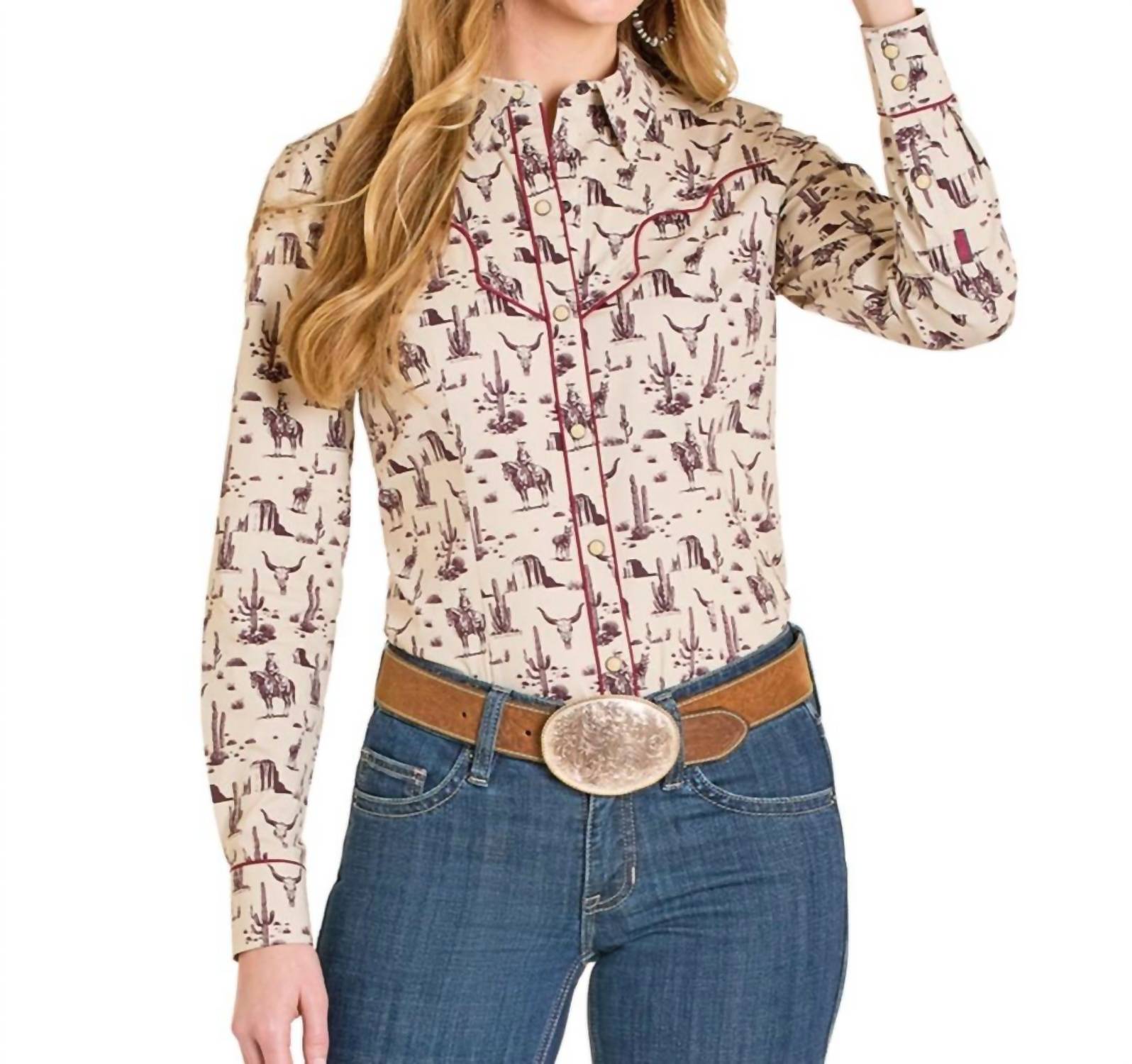 Rock & Roll Cowgirl - Wild West Print Western Shirt