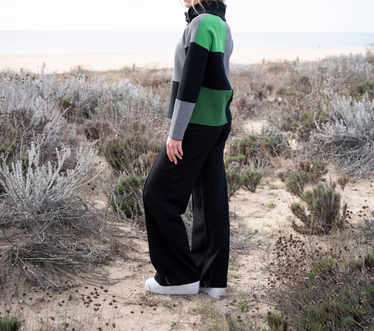 Marble - Checkered Cowl Neck Sweater