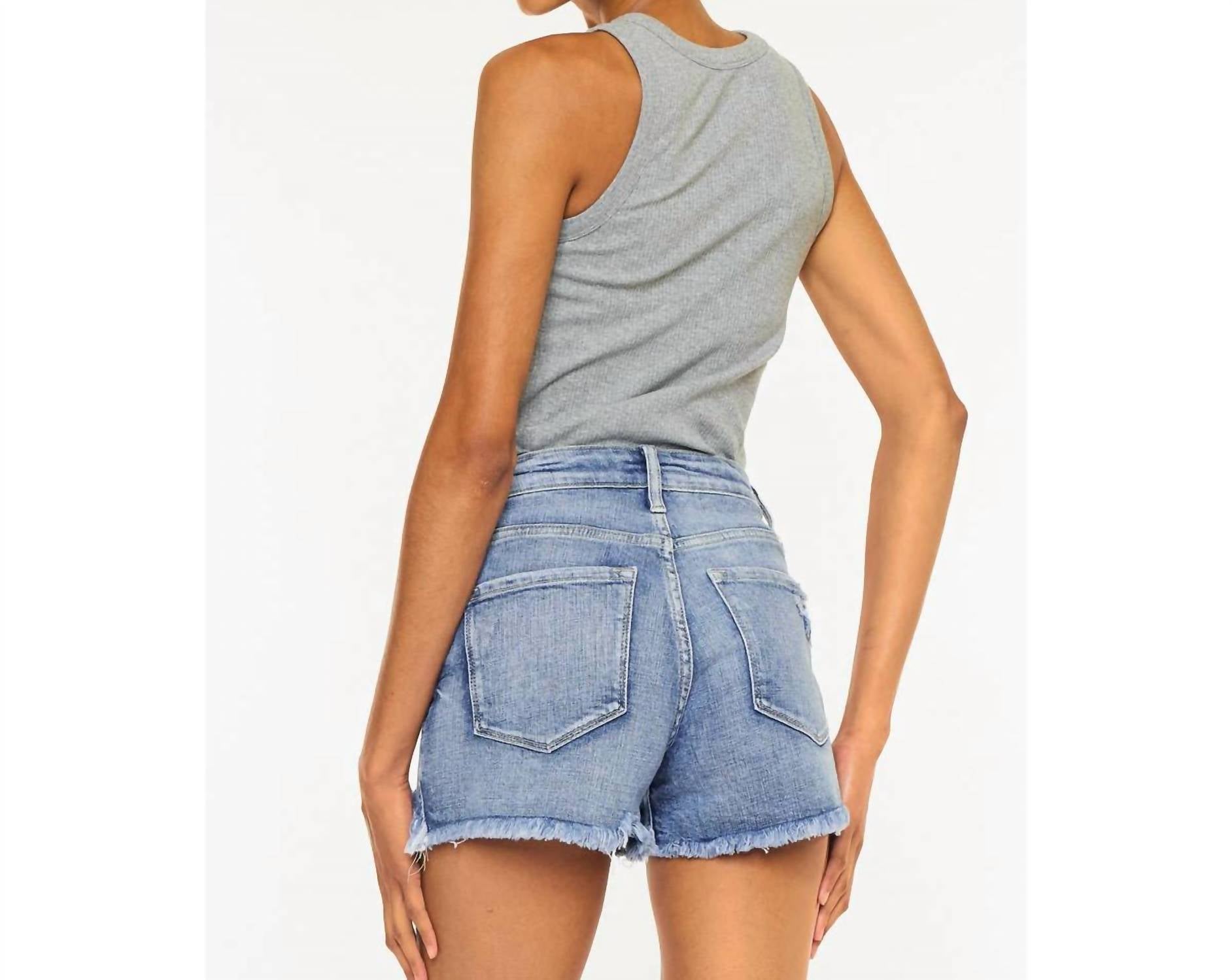 KanCan High Rise Mom Shorts in medium denim - women's shorts - alternate view