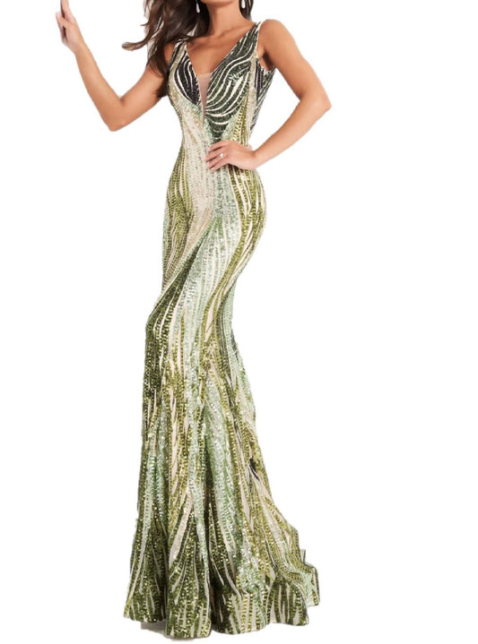 Jovani - Long Fitted Sequin Mermaid Prom Dress