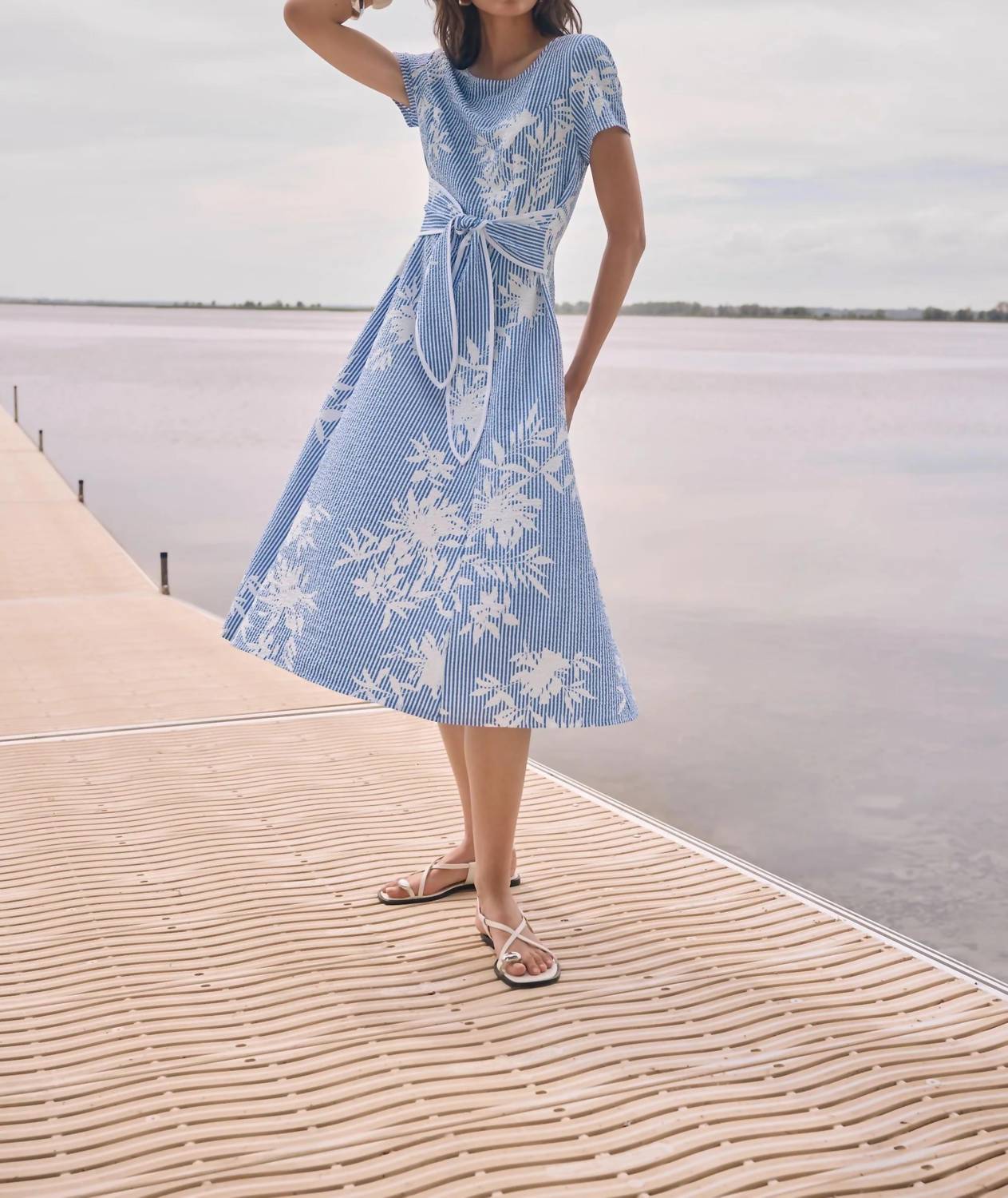 Joseph Ribkoff - Floral Stripe Fit And Flare Dress