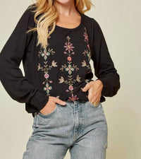 Andree By Unit - Floral Embroidered Pullover Top