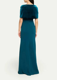 Badgley Mischka - Velvet Drape Evening Gown