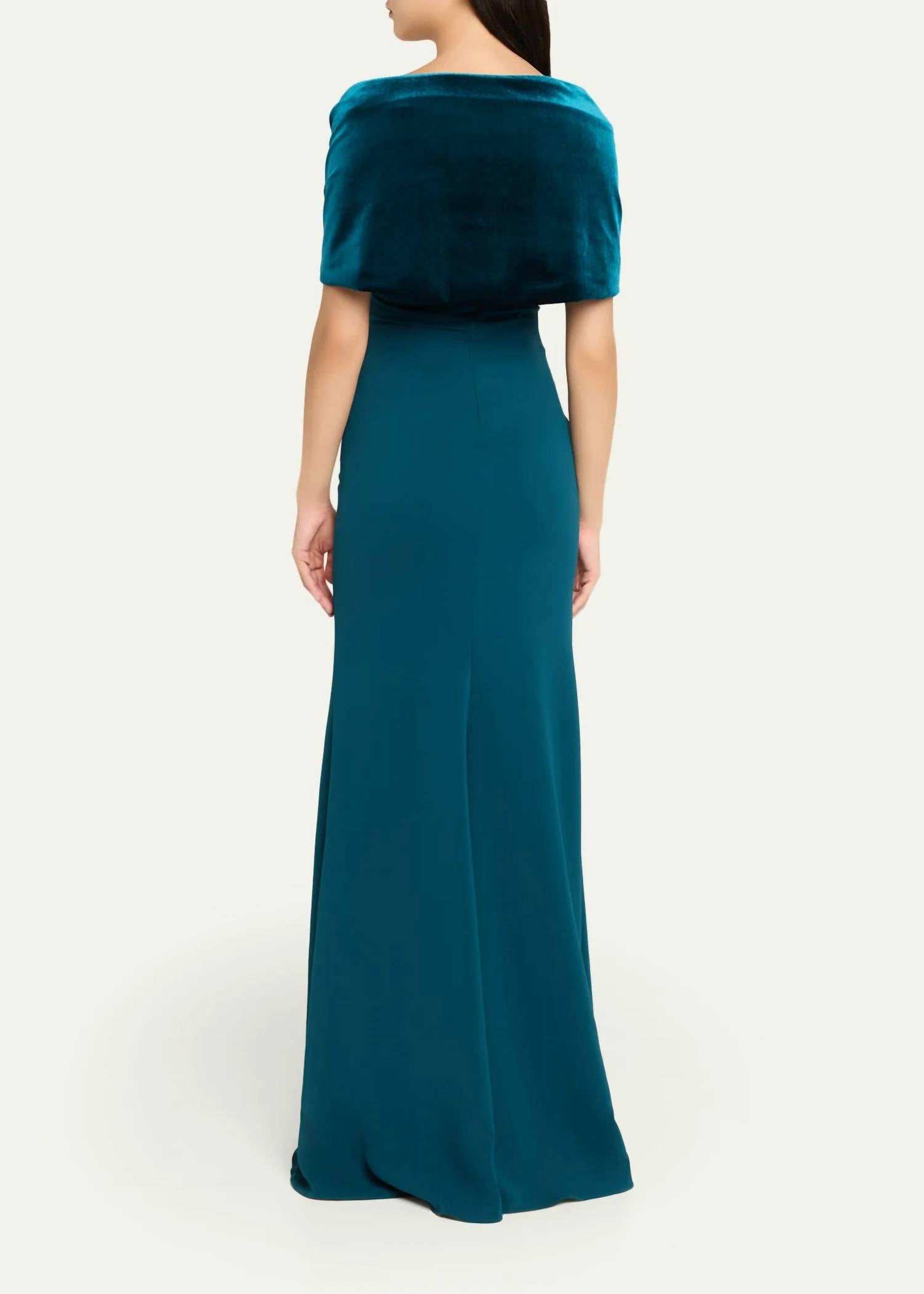 Badgley Mischka - Velvet Drape Evening Gown