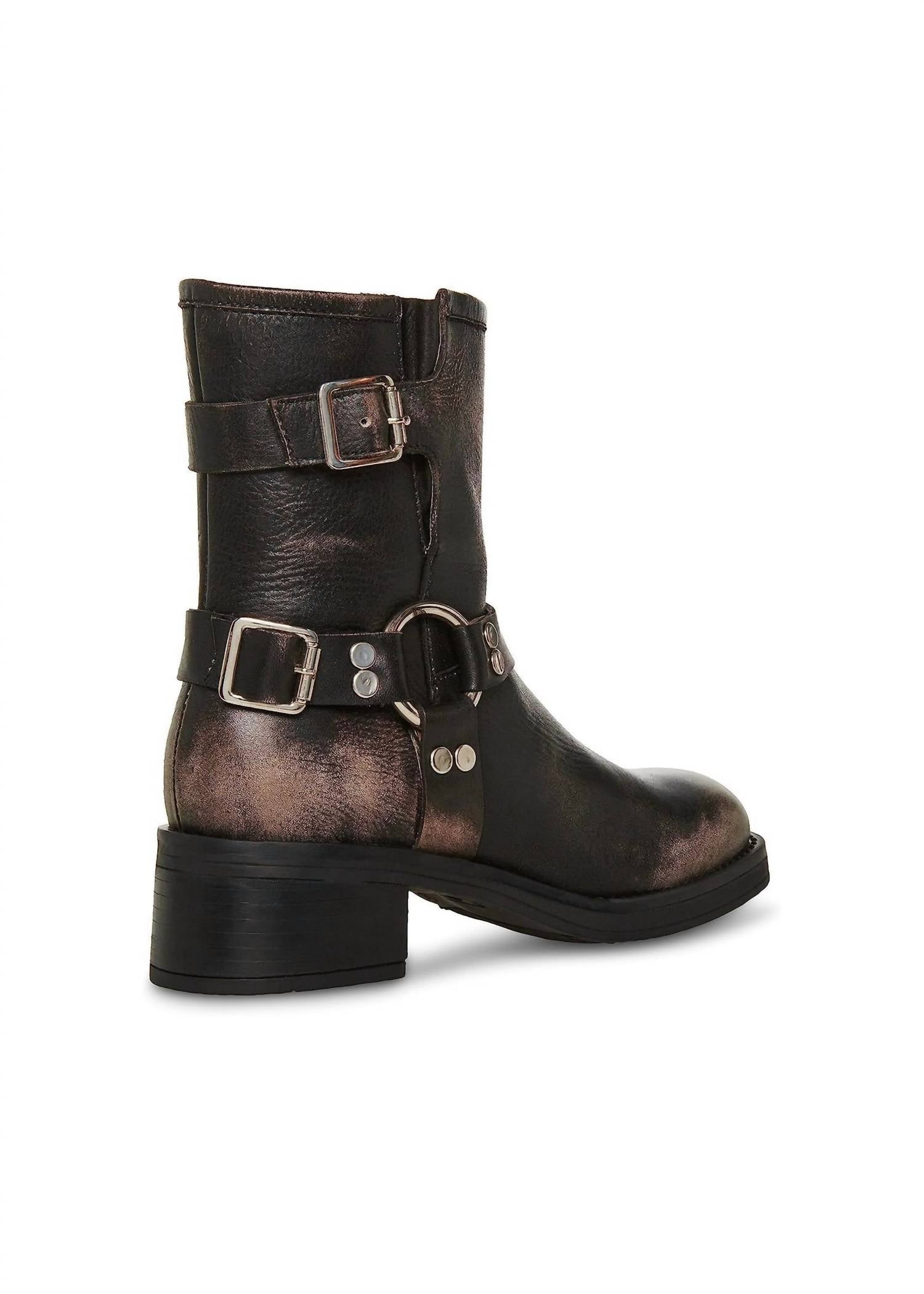 STEVE MADDEN Women's Brixton Leather Boots in brown - women's shoe - detail view
