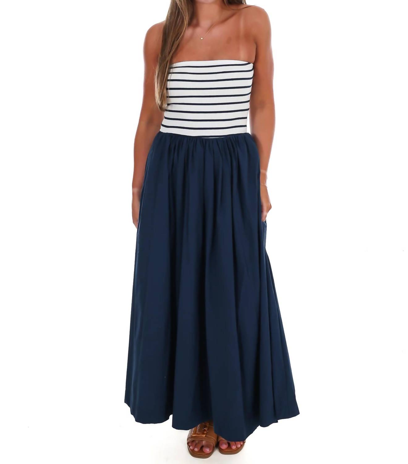 Hyfve - Women's Wanna Know Striped Strapless Midi Dress