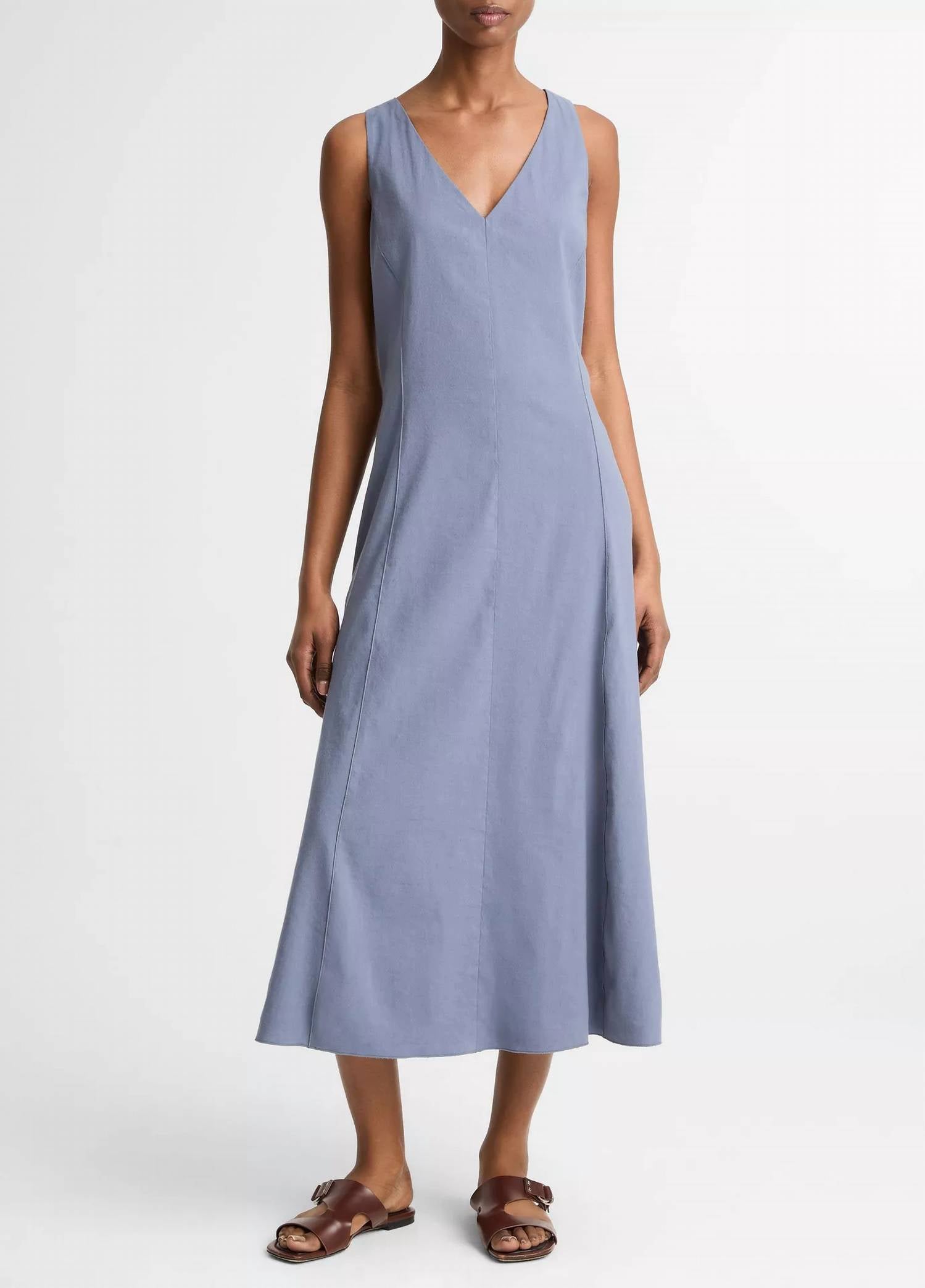 Vince - V Neck Linen Blend Dress