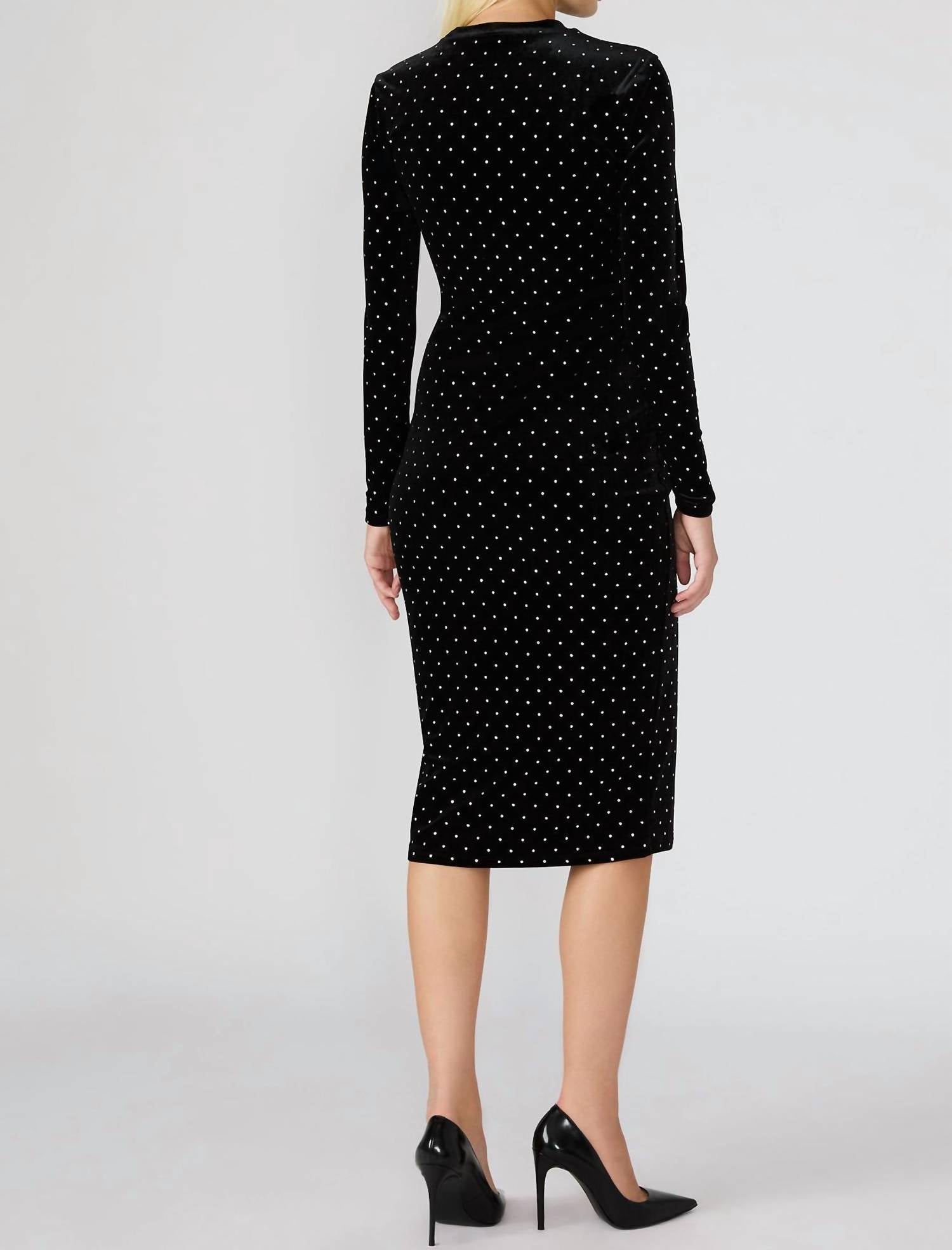 STEVE MADDEN Hailee Studded Velvet Midi Dress in black - women's dress - view 4