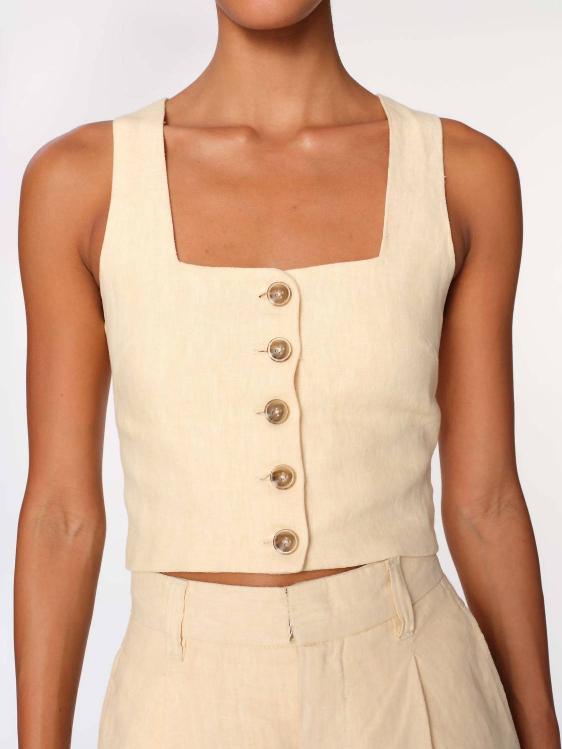 Dl1961 - Women'S - Lizzie Top Cropped Wheat Linen