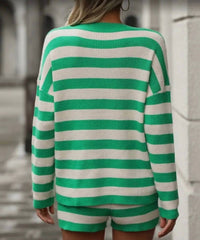 Miss Sparkling - Long Sleeve Striped Knit Set