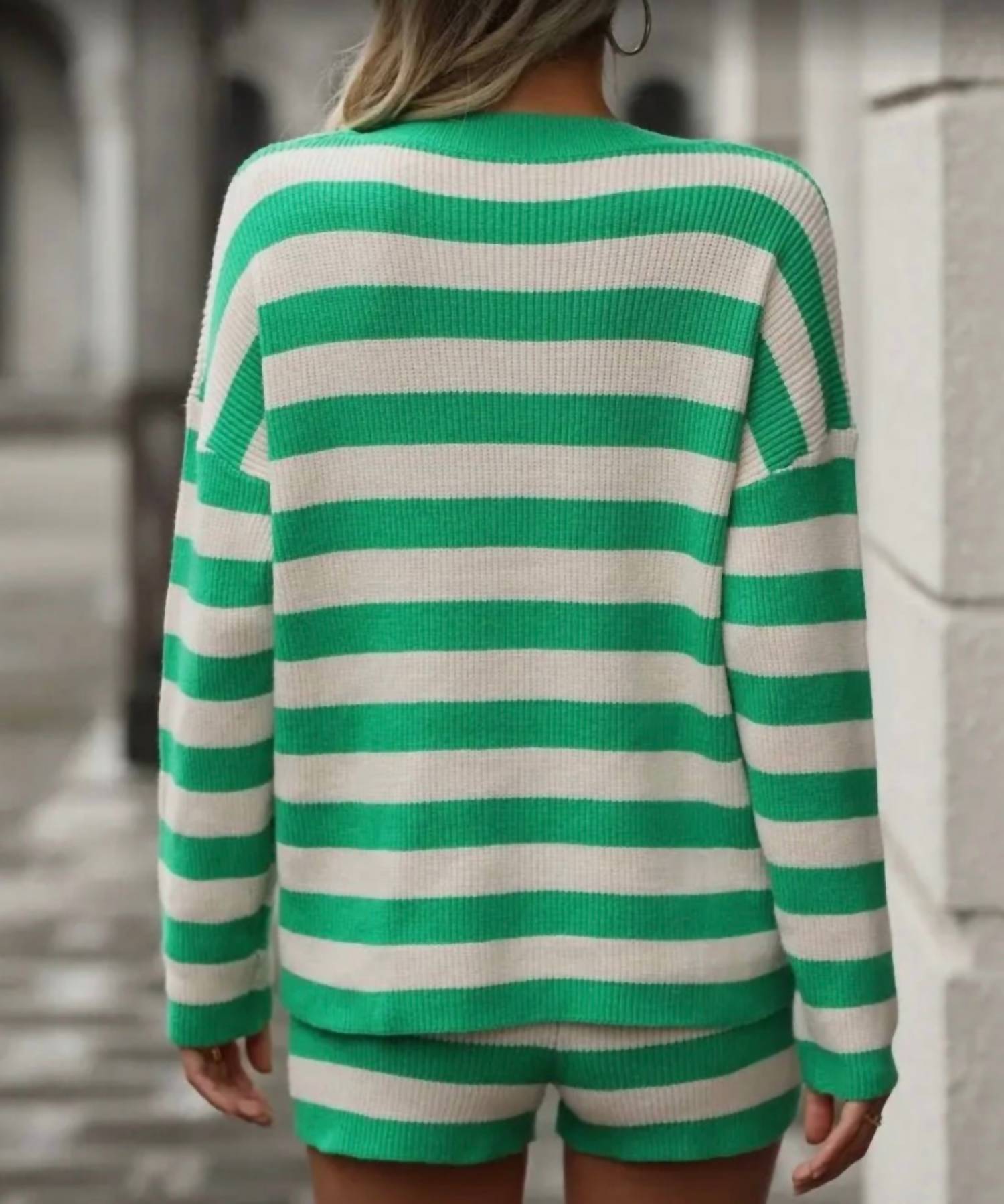 Miss Sparkling - Long Sleeve Striped Knit Set