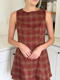 needii Persimmon Plaid Skater Swing Mini Dress in rust - women's dress - view 4