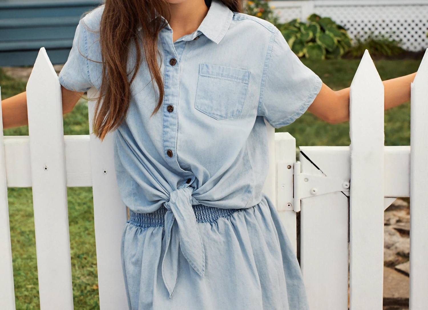 Miles The Label - Tie Front Short Sleeve Camp Shirt