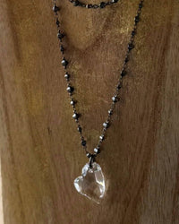 L GEORGE Women's Heart Necklace in clear crystal - women's jewelry
