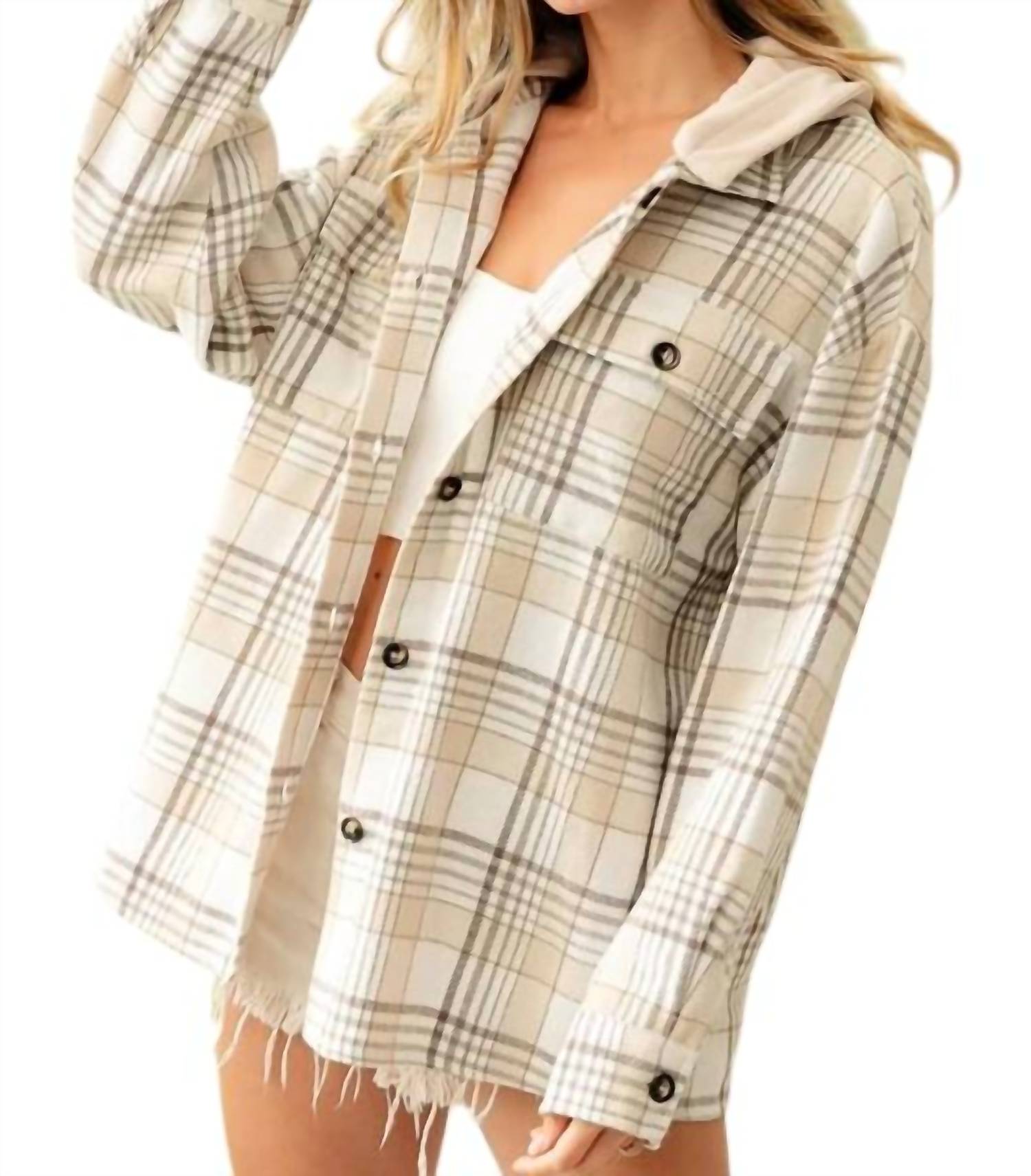 Bibi - Hooded Flannel Jacket