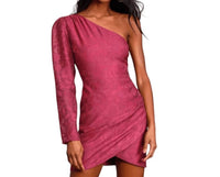 Lulus - Emogene Burnout Floral Print One-shoulder Mini Dress