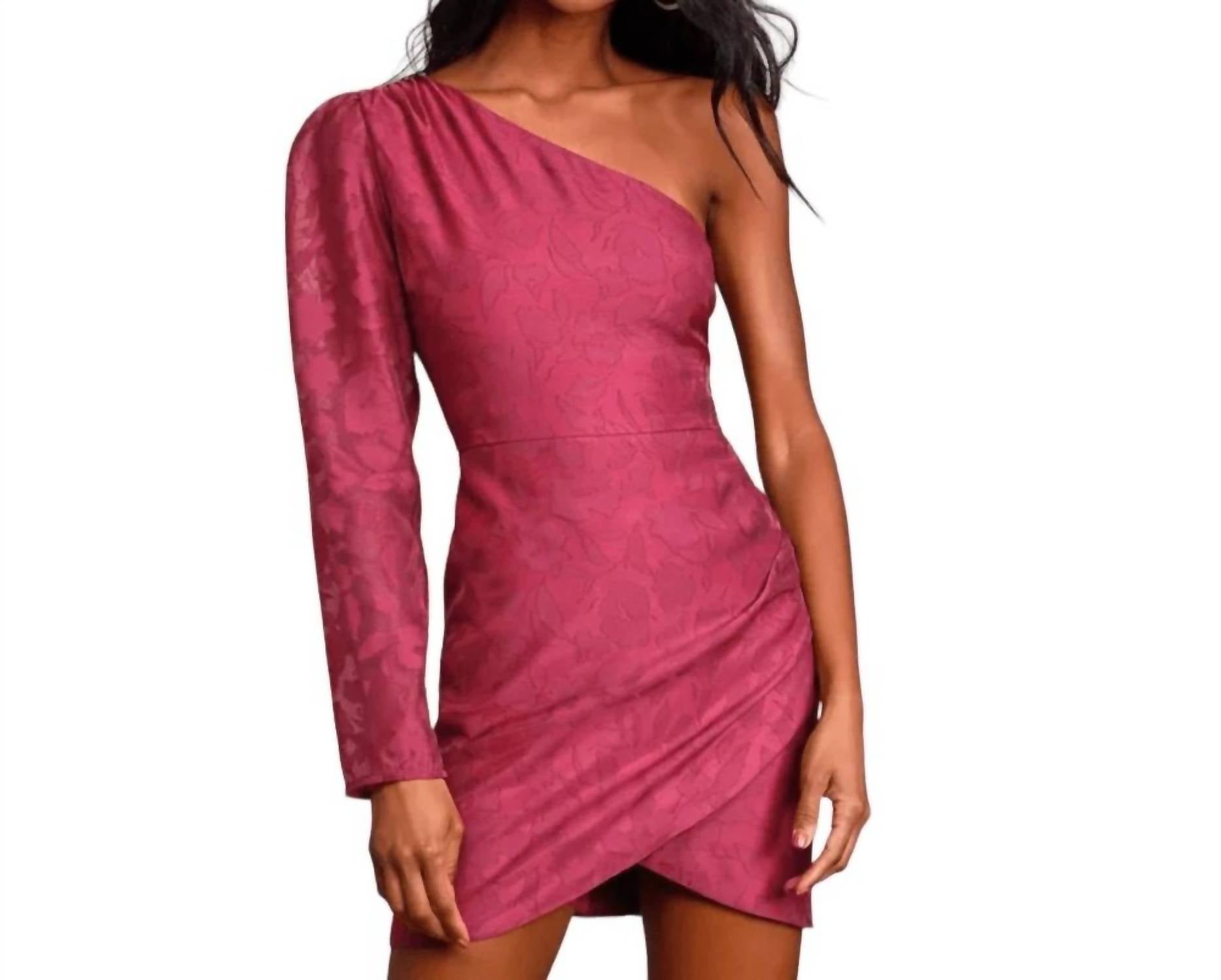 Lulus - Emogene Burnout Floral Print One-shoulder Mini Dress