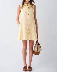 ELAN Collared Button Up Dress in vanilla - women's dress - detail view