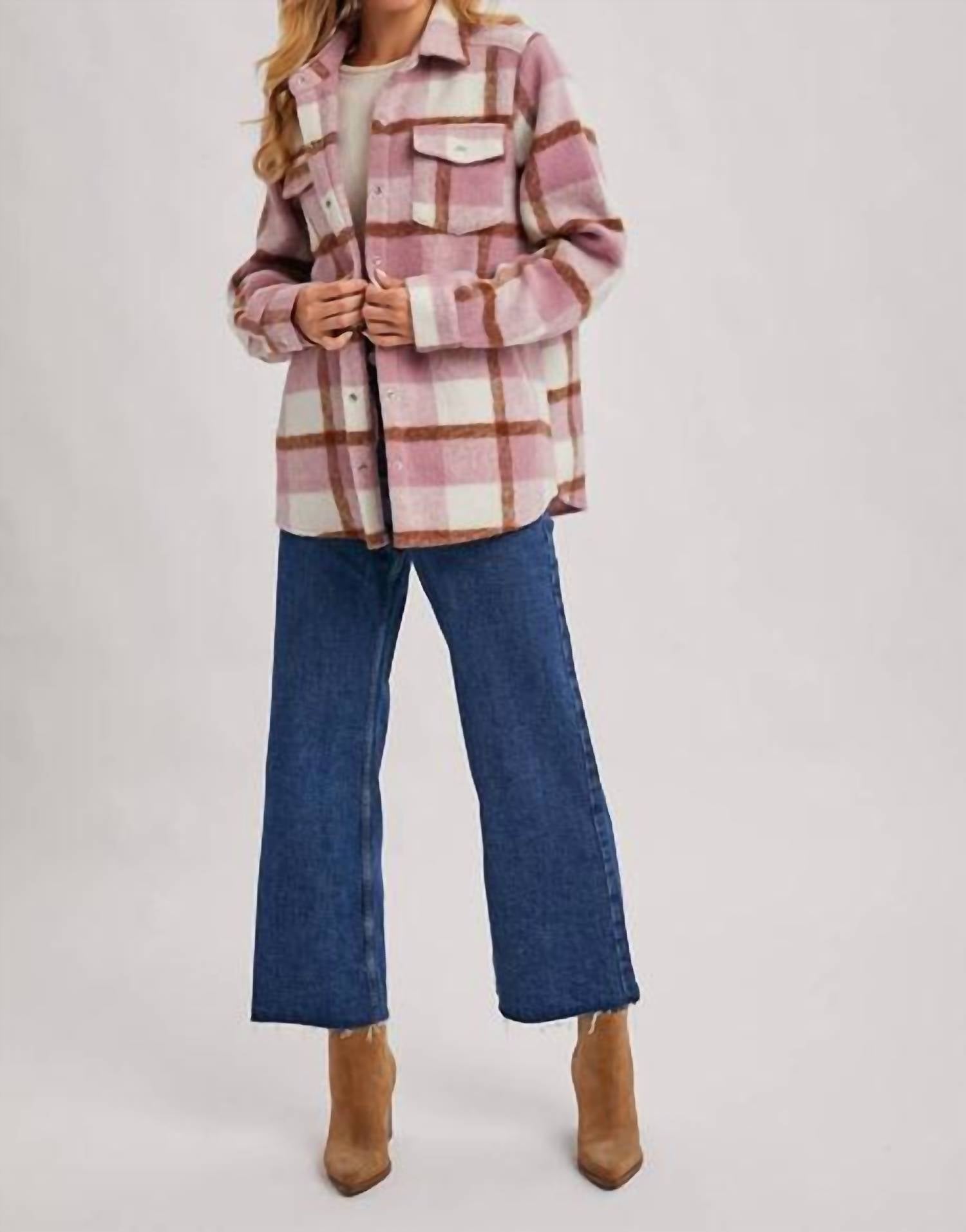 Bluivy - Plaid Brushed Flannel Shacket