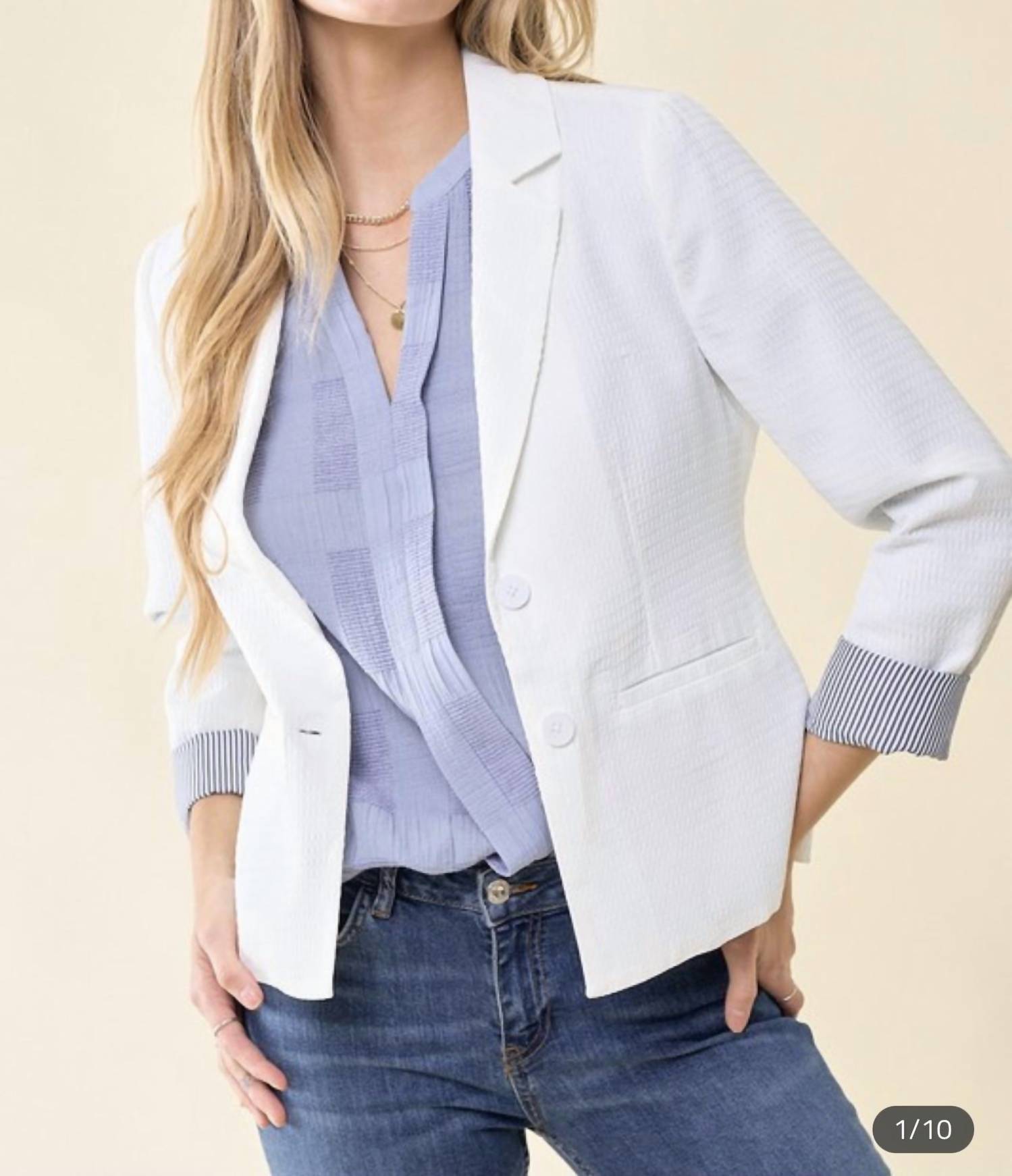 Doe And Rae - Shirred Textured Blazer