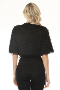 Joseph Ribkoff Fringe Open Front Bolero Jacket in black - women's jacket - alternate view