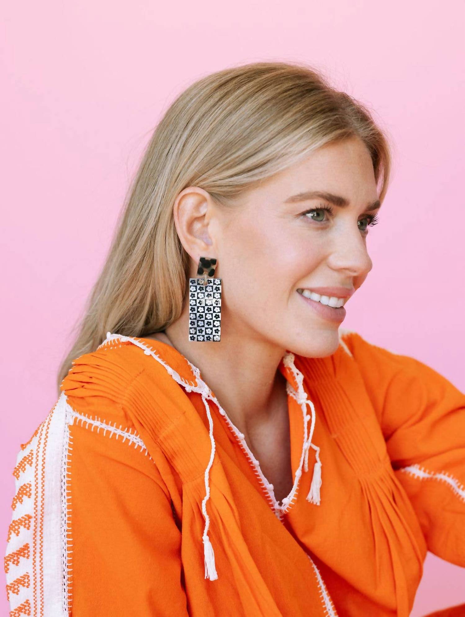Sunshine Tienda - Women's Flower Tile Cabana Earrings