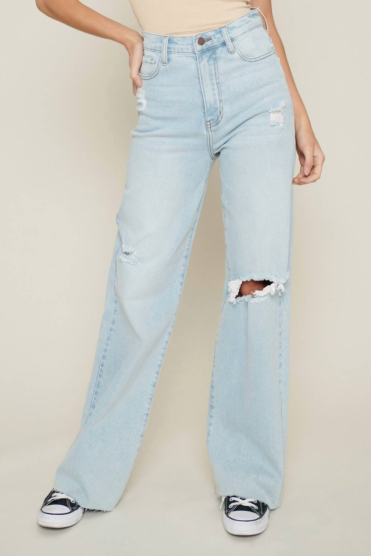 Vibrant Miu - Leticia Super High Rise Raw Edge Jeans