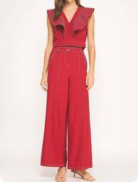 Strut & Bolt - Top Stitch Detail Wide Leg Trousers